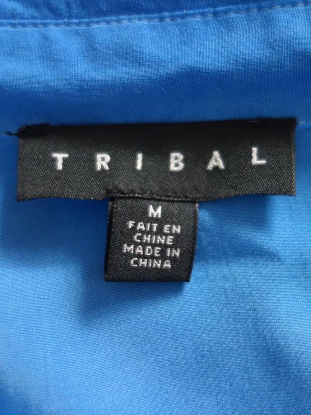 Tribal Blue Ombre Button Up Shirt Roll Tab Sleeve Women's Medium - Picture 7 of 11